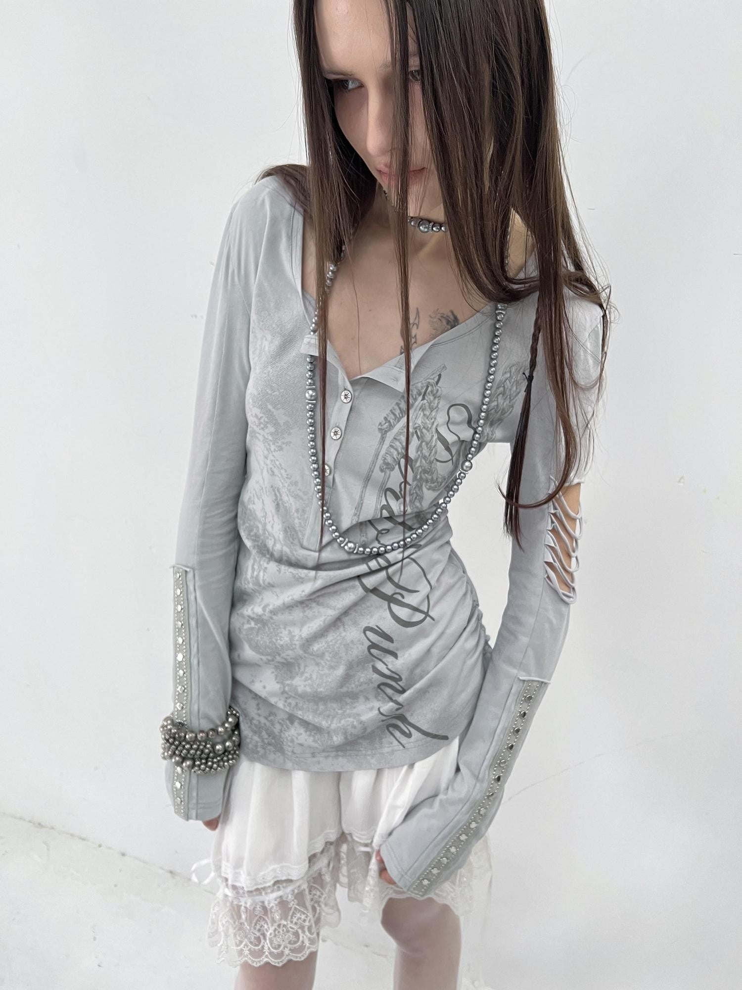 DoublePunch Ripped Punk Printed Slim Women&