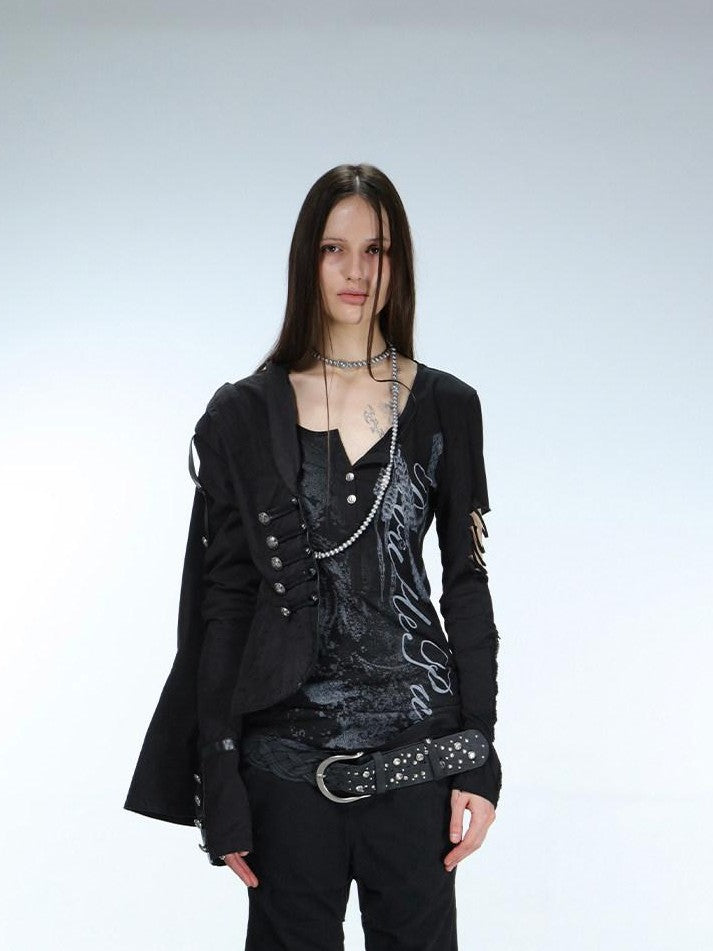 DoublePunch Ripped Punk Printed Slim Women&
