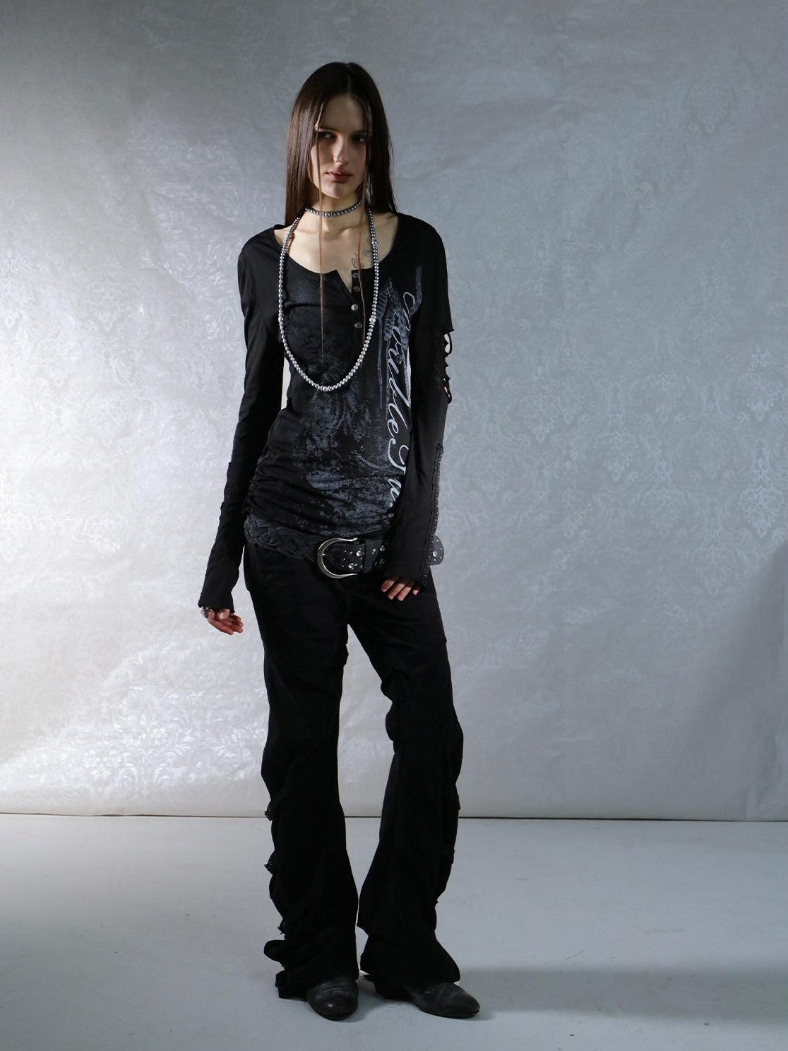 DoublePunch Ripped Punk Printed Slim Women&