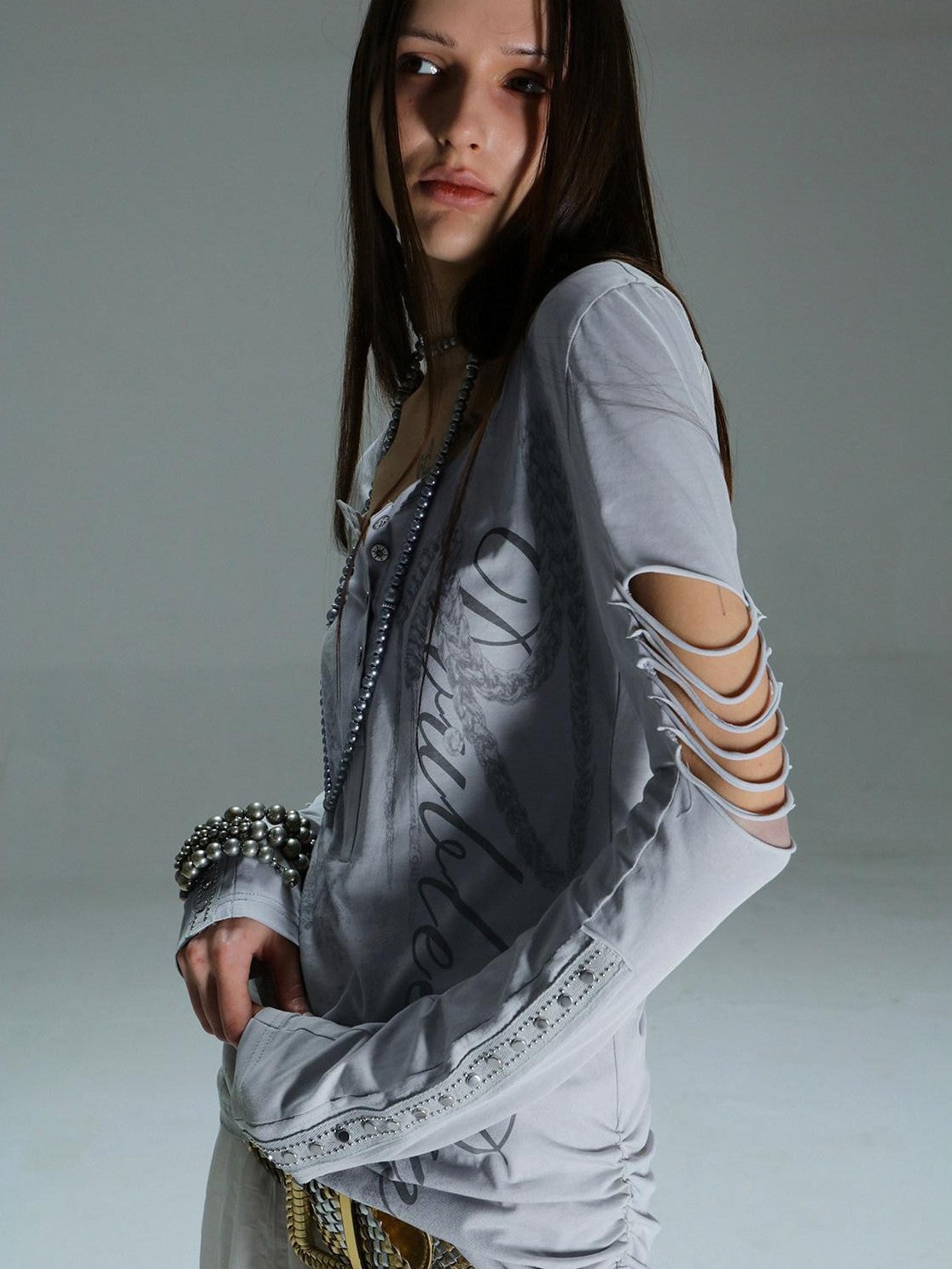 DoublePunch Ripped Punk Printed Slim Women&