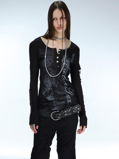 DoublePunch Ripped Punk Printed Slim Women&