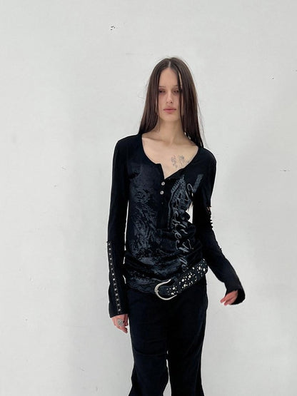 DoublePunch Ripped Punk Printed Slim Women&