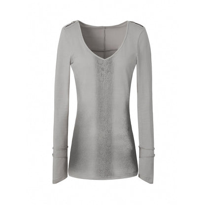 DoublePunch_Snake_Skin_Print_V-neck_Slim_Fit_Women&