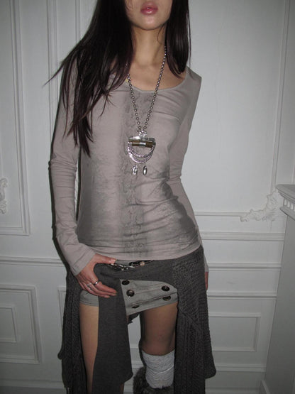 DoublePunch Snake Skin Print V-neck Slim Fit Women&