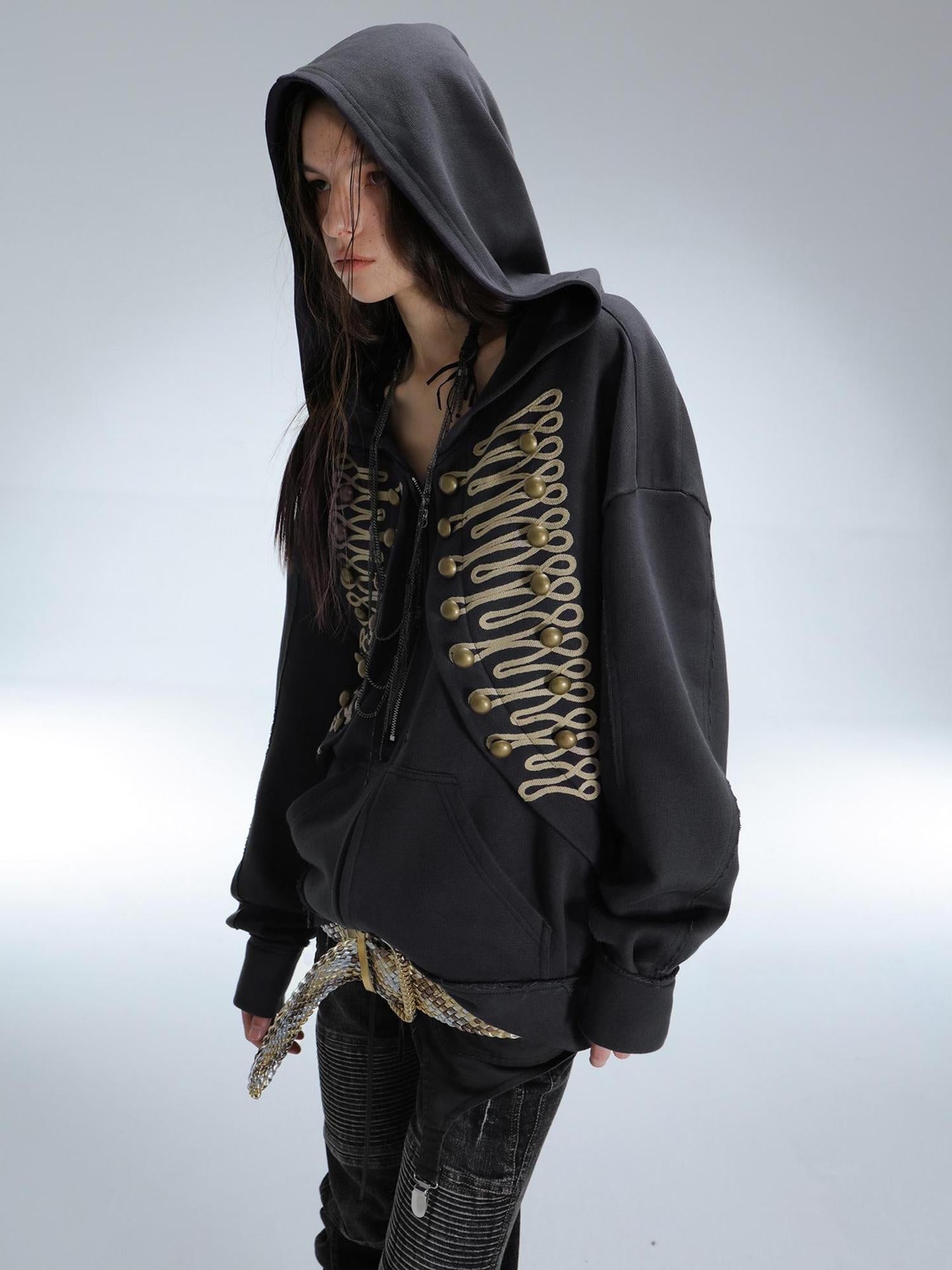 DoublePunch Soft Cotton Blend Classic Loose Hooded Zip Side Pocket Cuffed Women Hoodies