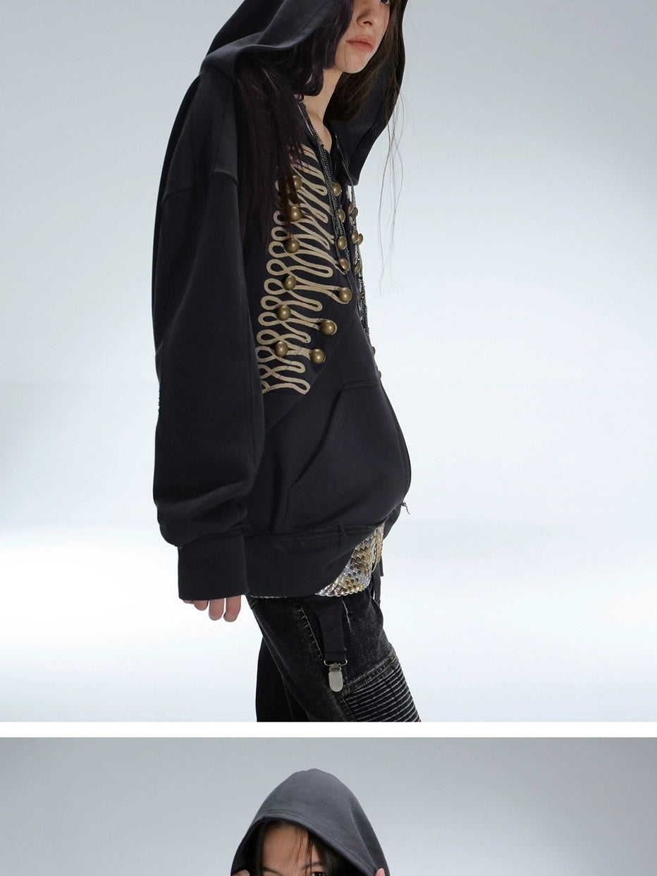 DoublePunch Soft Cotton Blend Classic Loose Hooded Zip Side Pocket Cuffed Women Hoodies