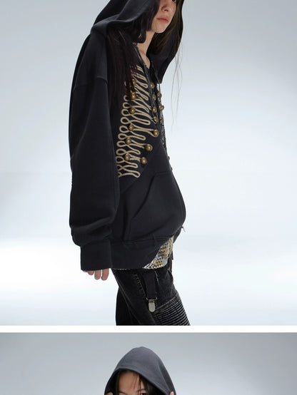 DoublePunch Soft Cotton Blend Classic Loose Hooded Zip Side Pocket Cuffed Women Hoodies