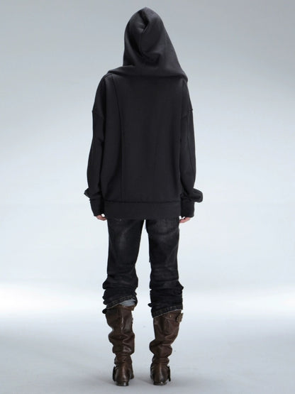 DoublePunch Soft Cotton Blend Classic Loose Hooded Zip Side Pocket Cuffed Women Hoodies