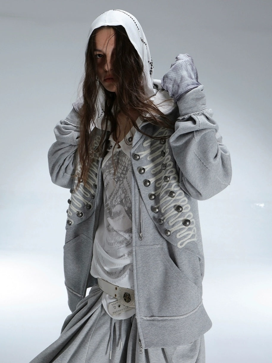 DoublePunch Soft Cotton Blend Classic Loose Hooded Zip Side Pocket Cuffed Women Hoodies