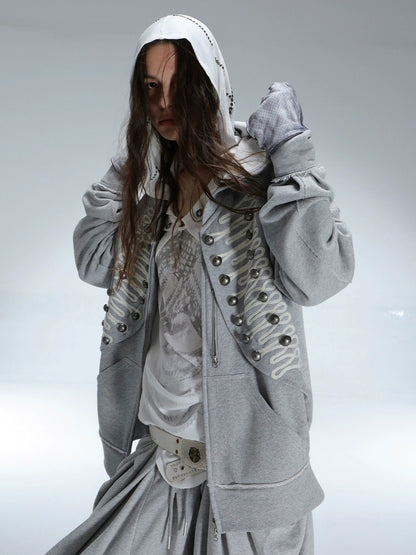 DoublePunch Soft Cotton Blend Classic Loose Hooded Zip Side Pocket Cuffed Women Hoodies