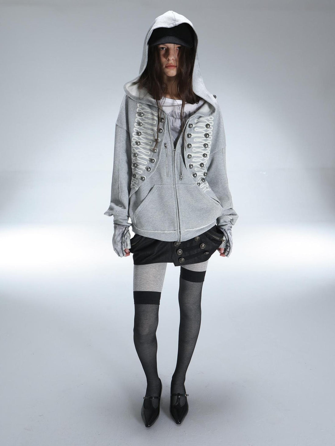 DoublePunch Soft Cotton Blend Classic Loose Hooded Zip Side Pocket Cuffed Women Hoodies