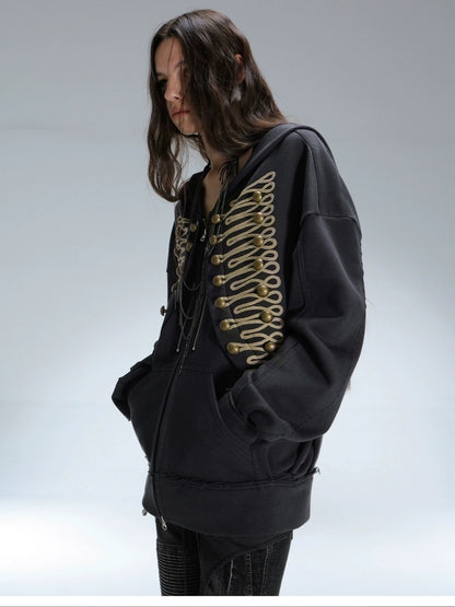 DoublePunch Soft Cotton Blend Classic Loose Hooded Zip Side Pocket Cuffed Women Hoodies