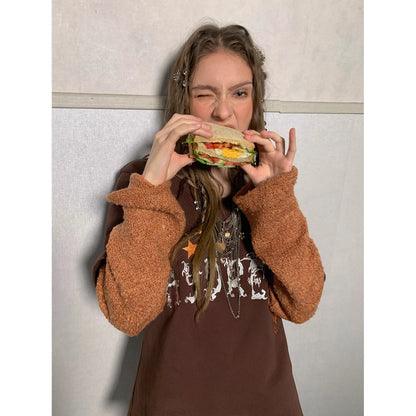 DoublePunch_Soft_Cotton_Two_Piece_Casual_Relaxed_Women_Cream_Caramel_Matching_Skirt_Hoodies_MISSTT