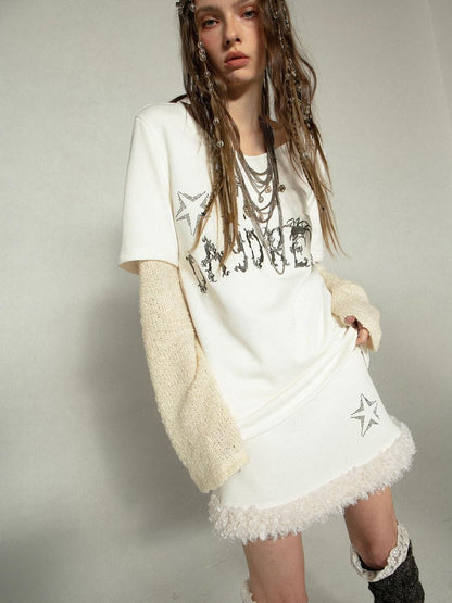 DoublePunch Soft Cotton Two Piece Casual Relaxed Women Cream Caramel Matching Skirt Hoodies