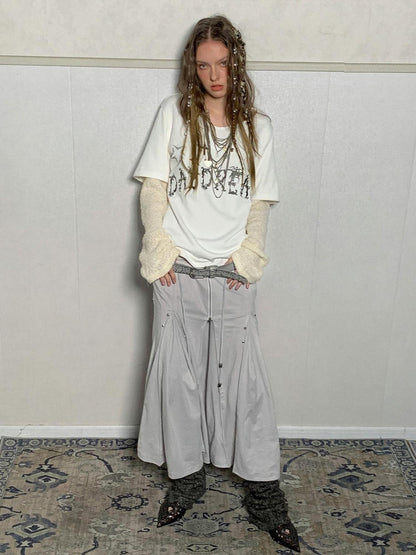 DoublePunch Soft Cotton Two Piece Casual Relaxed Women Cream Caramel Matching Skirt Hoodies