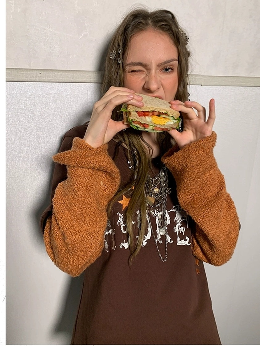 DoublePunch Soft Cotton Two Piece Casual Relaxed Women Cream Caramel Matching Skirt Hoodies