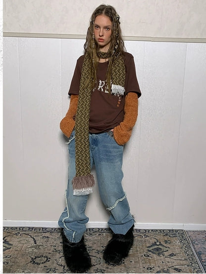 DoublePunch Soft Cotton Two Piece Casual Relaxed Women Cream Caramel Matching Skirt Hoodies