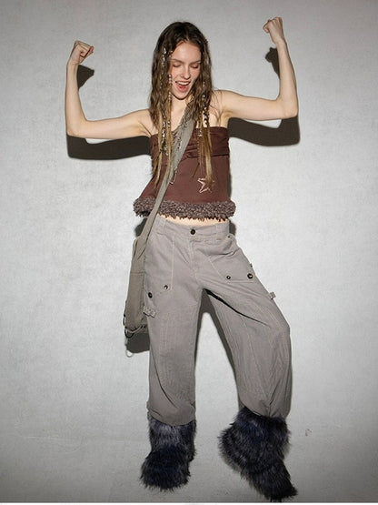 DoublePunch Soft Cotton Two Piece Casual Relaxed Women Cream Caramel Matching Skirt Hoodies