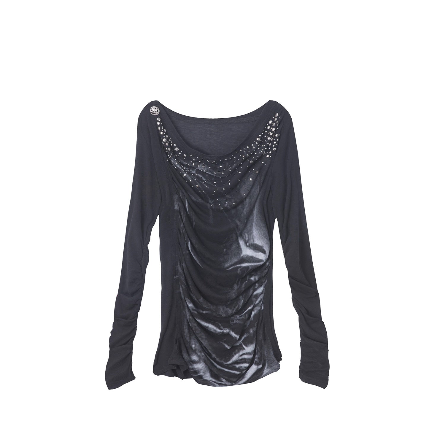 DoublePunch_Soft_Lyocell_Slim_Fit_Asymmetric_Shoulder_Rhinestone_Print_Long_Sleeve_T-Shirt_MISSTT