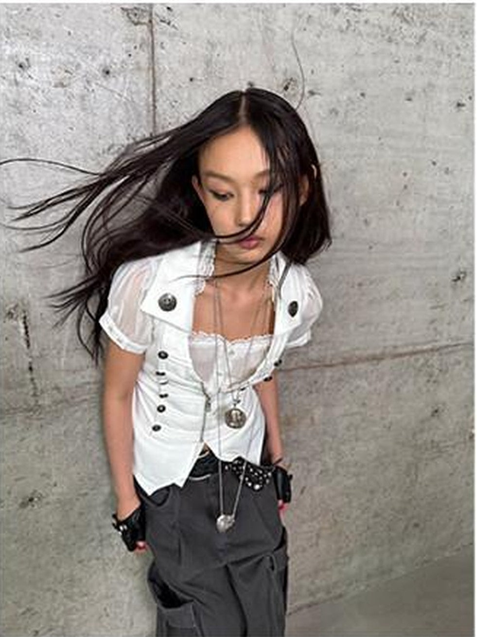 DoublePunch Square Neck Lace Trim Princess Sleeves Cinched Waist Women&