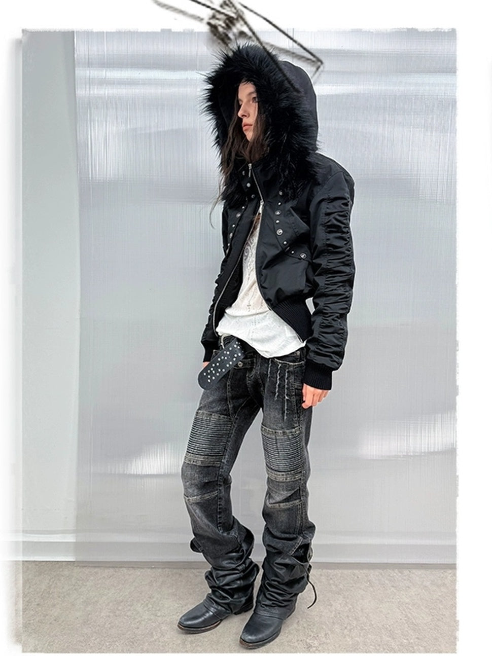 DoublePunch Stretch Low Rise Distressed Straight Casual Women Dark Gray Cotton Jeans