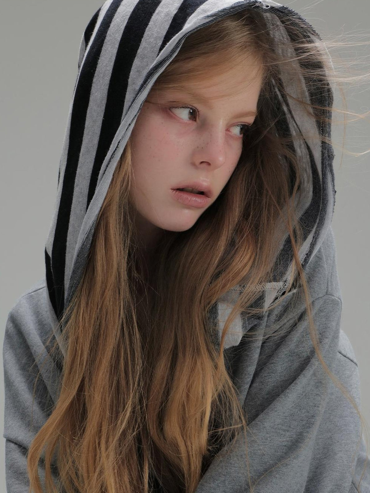 DoublePunch Striped Double Layer Oversize Drop Shoulder Women&