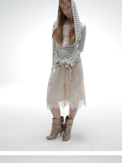 DoublePunch Striped Faux Layered Patchwork Long Sleeve Women&