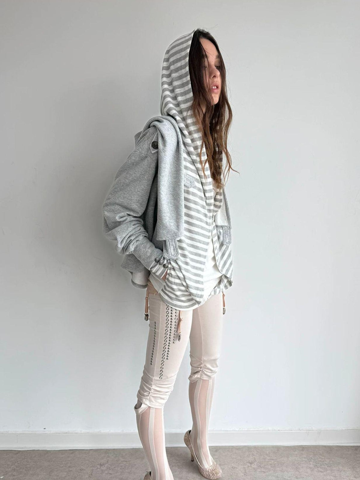DoublePunch Striped Faux Layered Patchwork Long Sleeve Women&