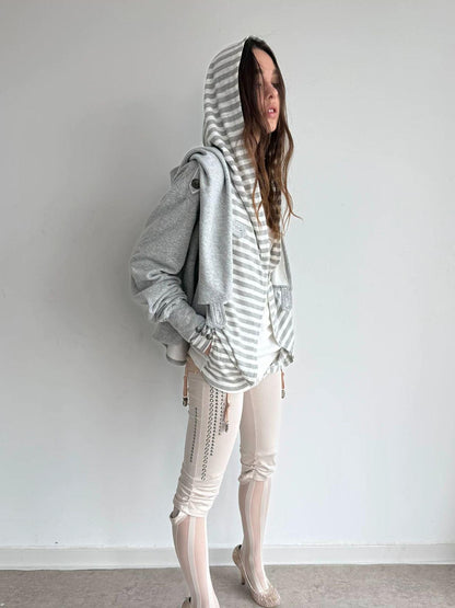DoublePunch Striped Faux Layered Patchwork Long Sleeve Women&