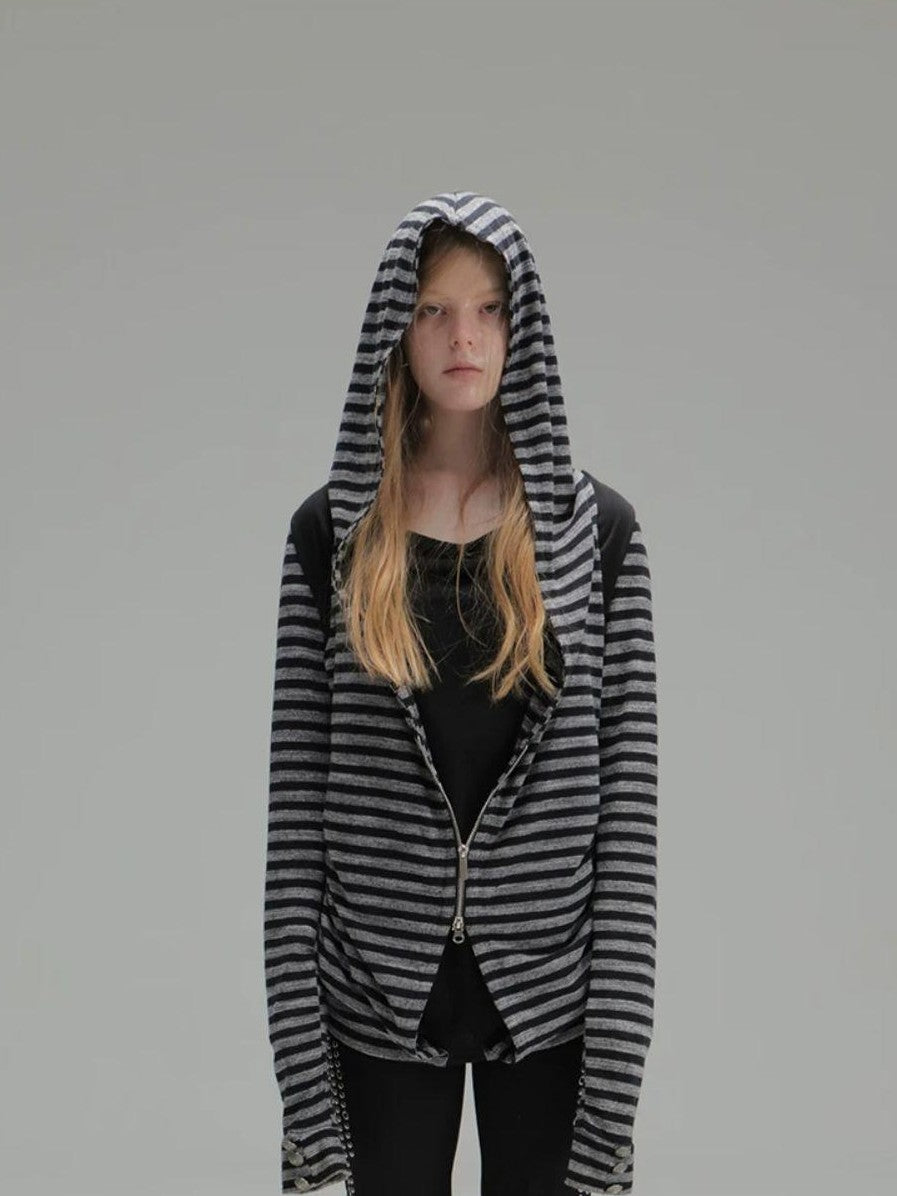 DoublePunch Striped Faux Layered Patchwork Long Sleeve Women&
