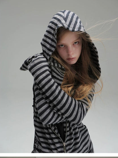 DoublePunch Striped Faux Layered Patchwork Long Sleeve Women&
