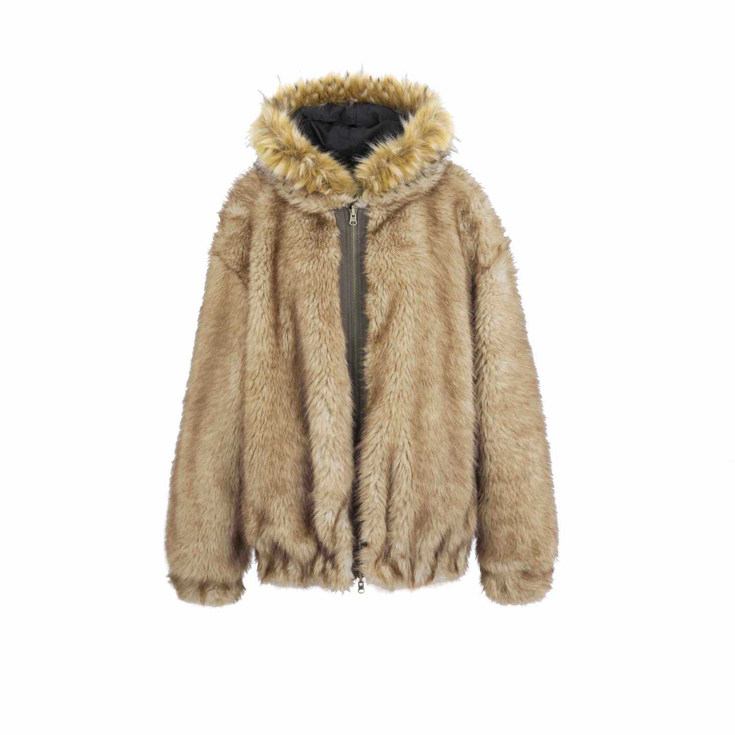 DoublePunch_Teddy_Hooded_Ruching_Fur_Collar_Reversible_Women&