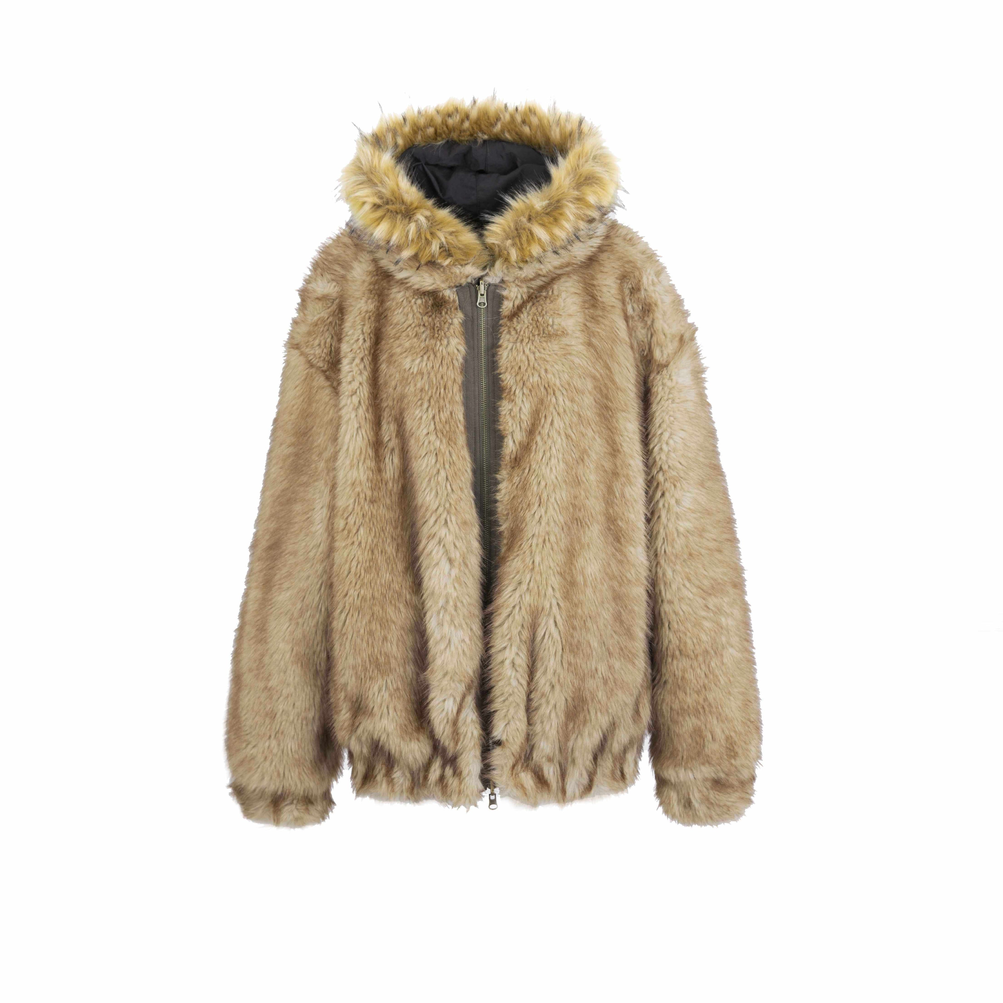 DoublePunch_Teddy_Hooded_Ruching_Fur_Collar_Reversible_Women&