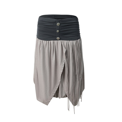 DoublePunch_Tulip_Tassel_Low_Waist_Wide_Pleated_Waistband_Women&