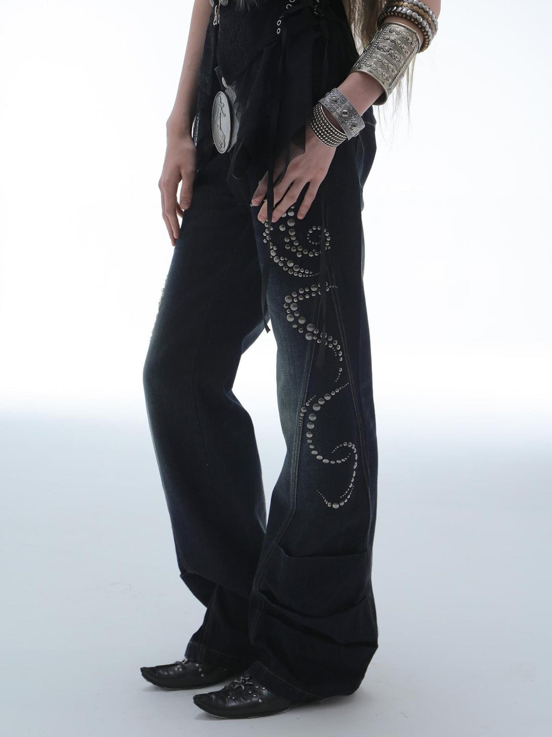 DoublePunch Vintage Distressed Low Rise Relaxed Cotton Zipper Fly Women Deep Blue Jeans