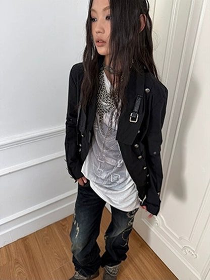 DoublePunch Vintage Distressed Low Rise Relaxed Cotton Zipper Fly Women Deep Blue Jeans