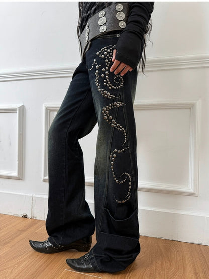 DoublePunch Vintage Distressed Low Rise Relaxed Cotton Zipper Fly Women Deep Blue Jeans