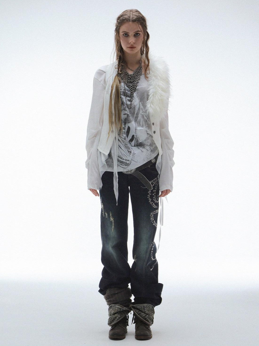 DoublePunch Vintage Distressed Rhinestone Ripped Low Rise Women&