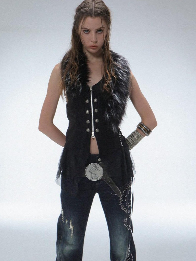 DoublePunch Vintage Distressed Rhinestone Ripped Low Rise Women&