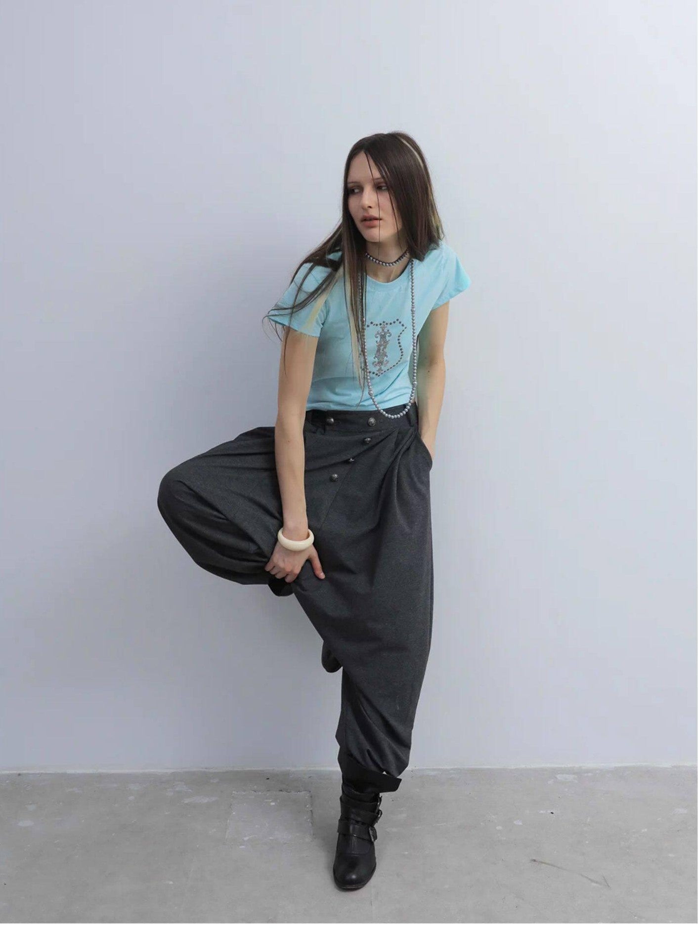 DoublePunch Vintage Equestrian Low Crotch Knit Structured Women&