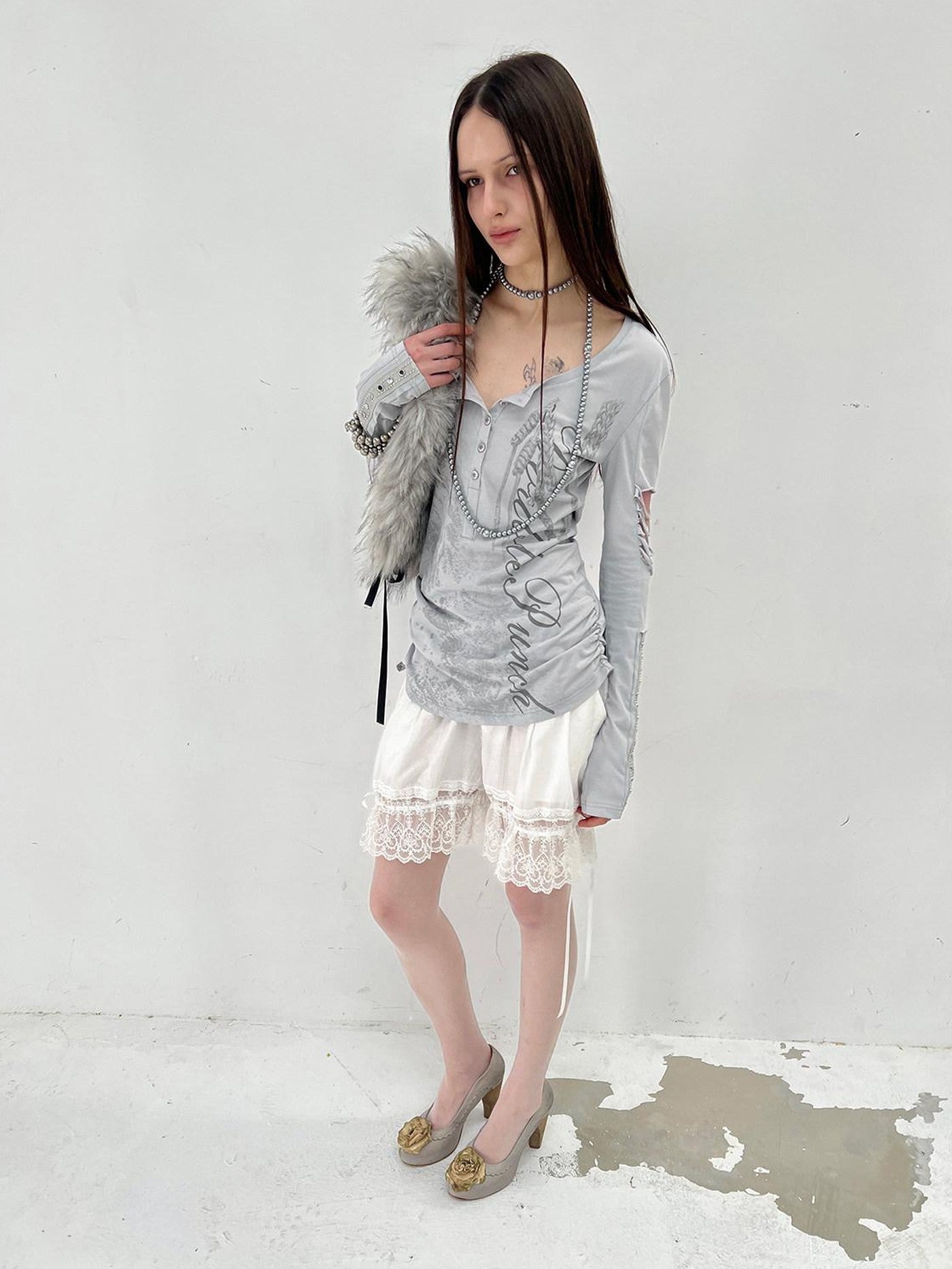 DoublePunch Vintage Lace Puffed Bloomers Low Waist Women&