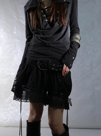 DoublePunch Vintage Lace Puffed Bloomers Low Waist Women&