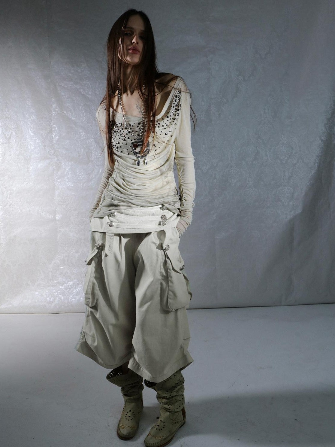 DoublePunch Vintage Low Waist 3D Tailored Zipper Loose Women&