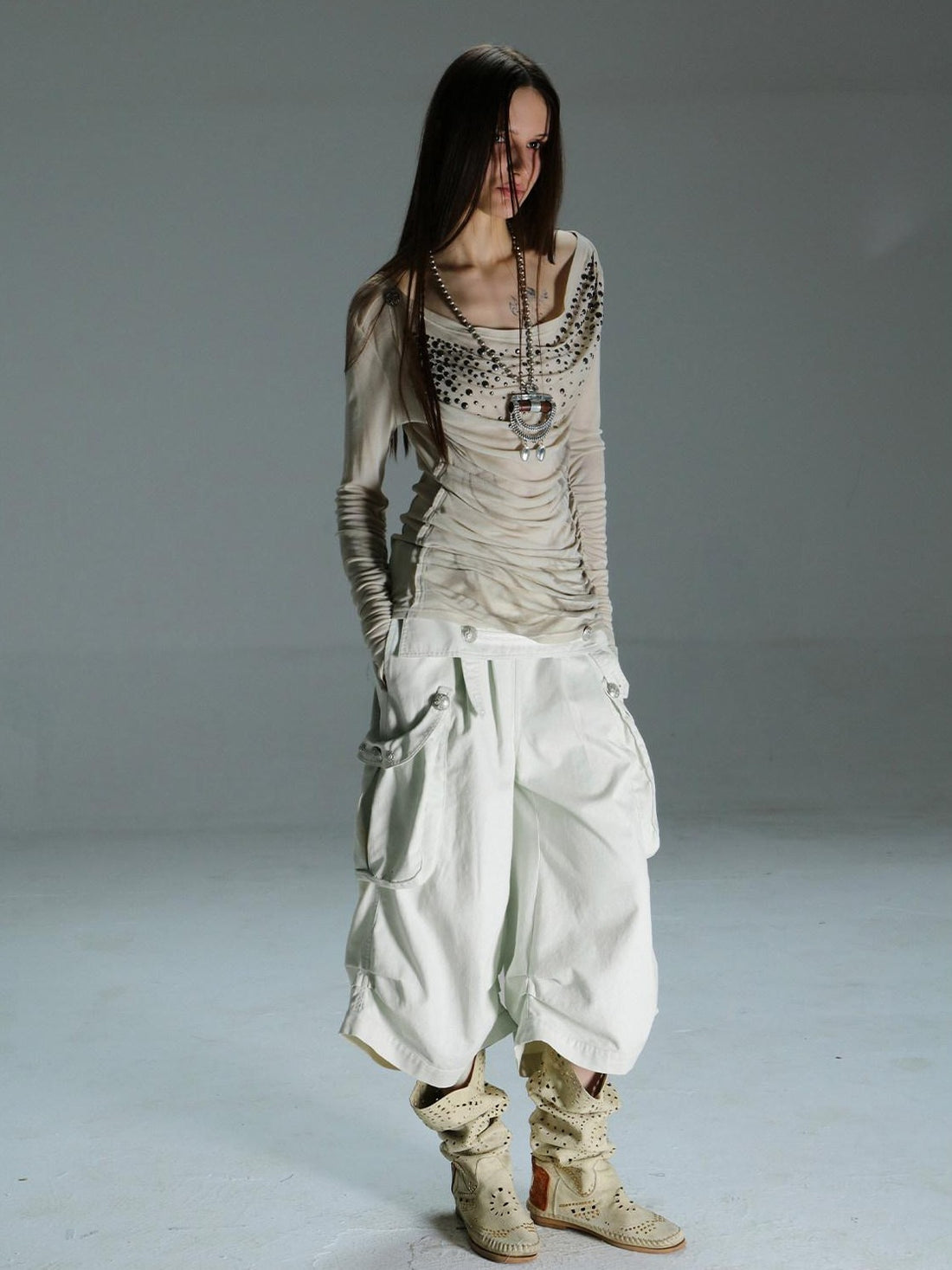 DoublePunch Vintage Low Waist 3D Tailored Zipper Loose Women&
