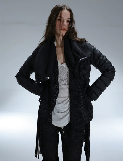 DoublePunch Vintage Oversized Fringe Knit Women Midlength Longsleeve Wool Blend Cardigans