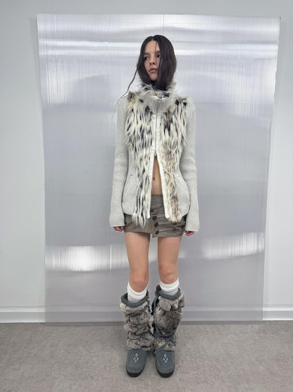 DoublePunch Warm Cotton Padded Vintage Cinched Waist Zip Fur Collar Cropped Women Jacket