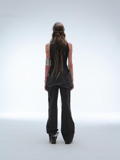 DoublePunch Washed Distressed Spliced Skirt Panel Women&