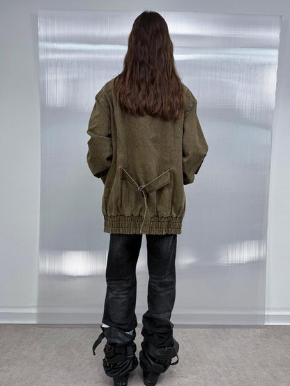 DoublePunch Washed Padded Drop Shoulder Midlength Loose Women&