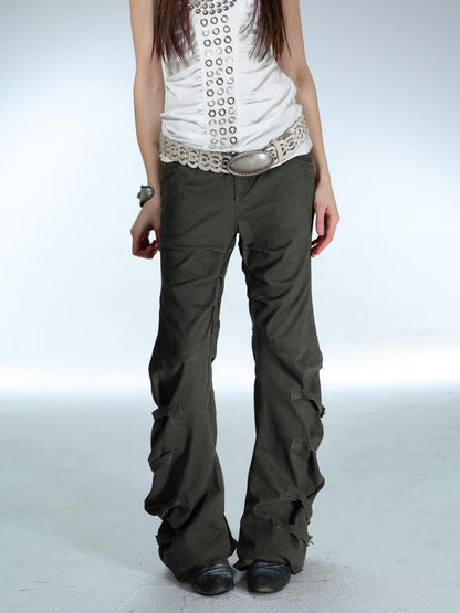 DoublePunch Washed Sculpted Knife Cut Utility Button Fly Women&