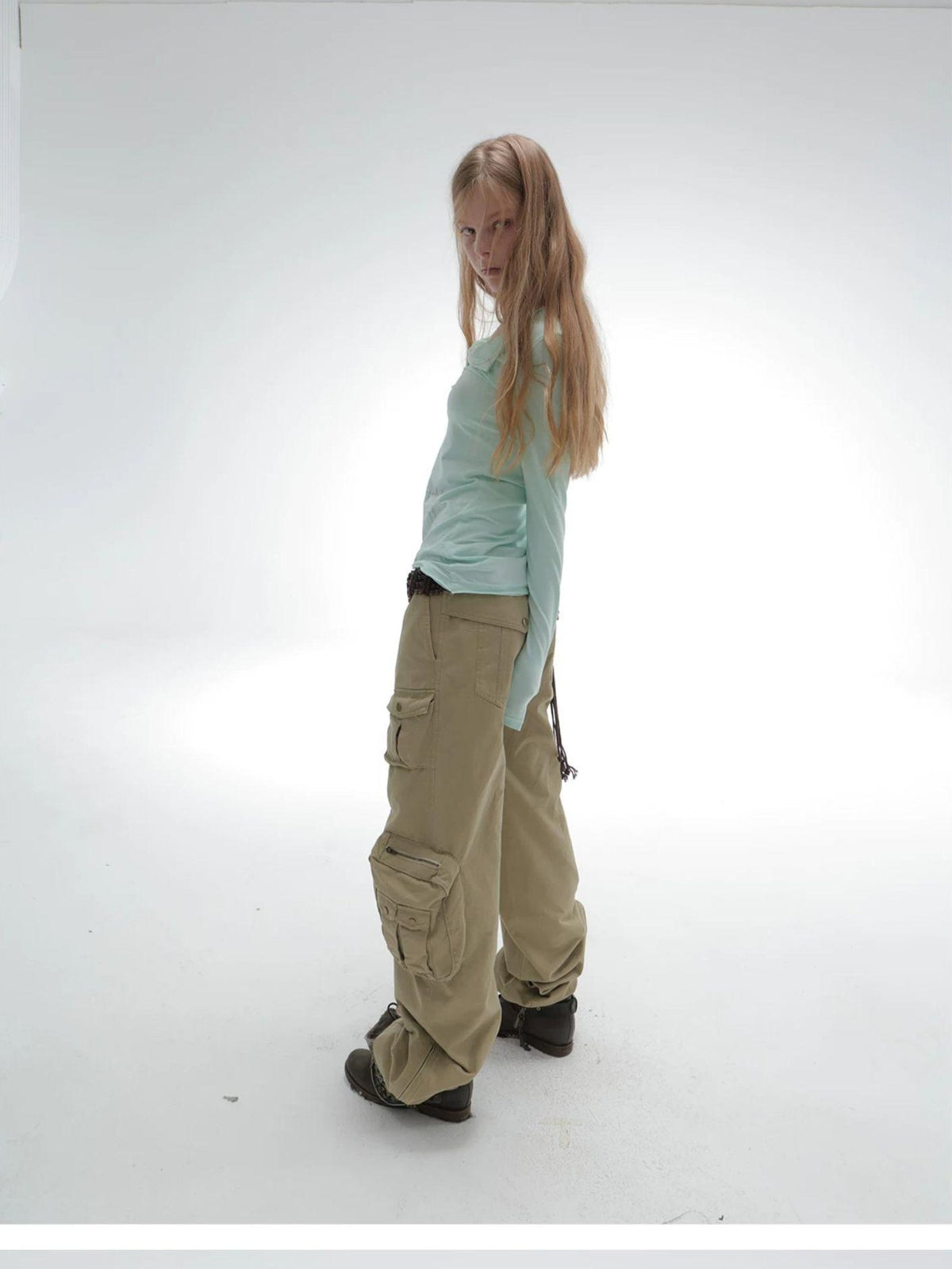 DoublePunch Washed Utility Pocket Straight Leg Techwear Women&